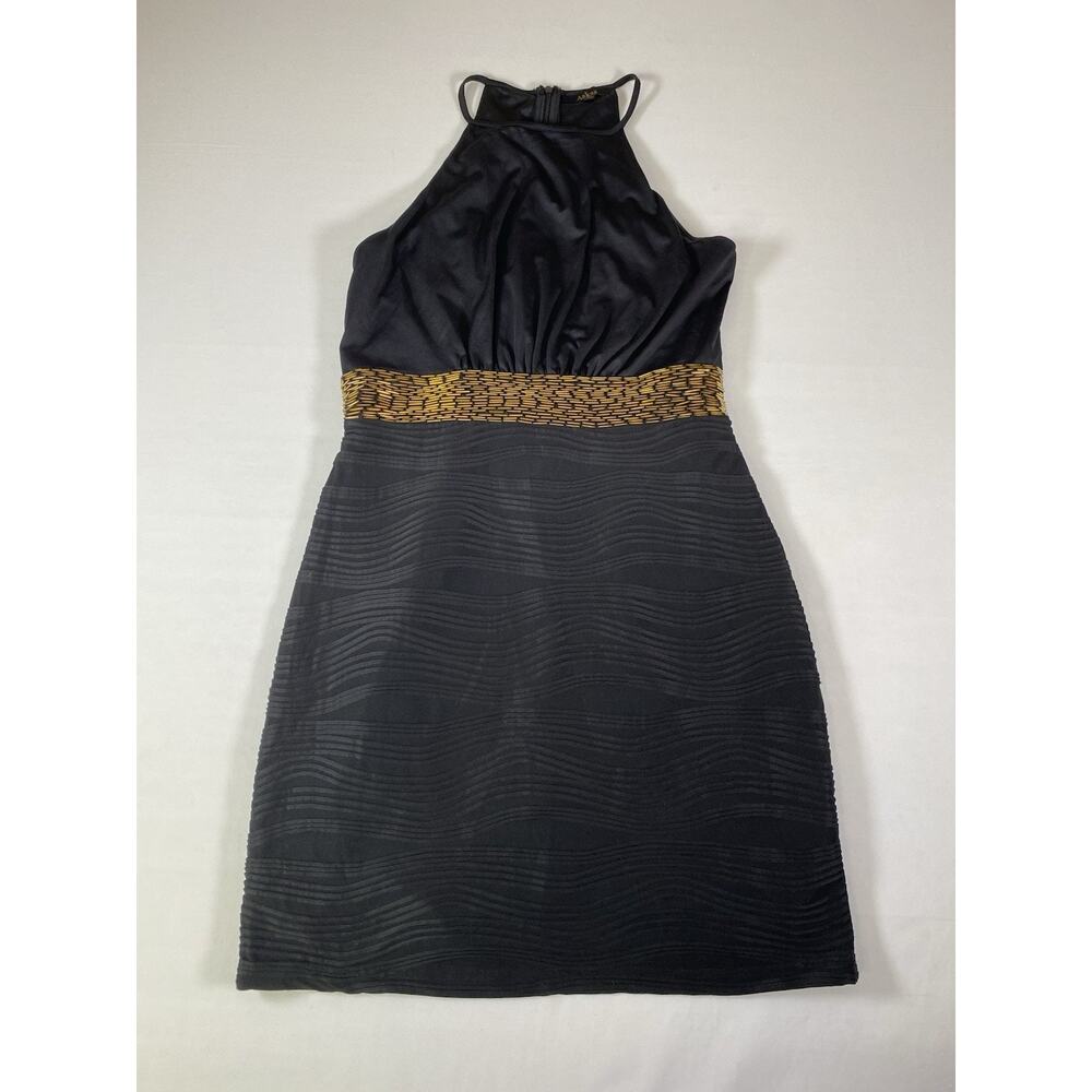 Aakaa Black Halter Beaded Dress Size Small